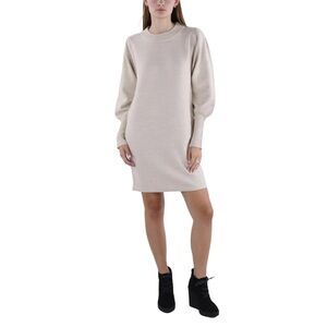 French Connection Knit Ribbed Trim Sweaterdress in Dove Grey